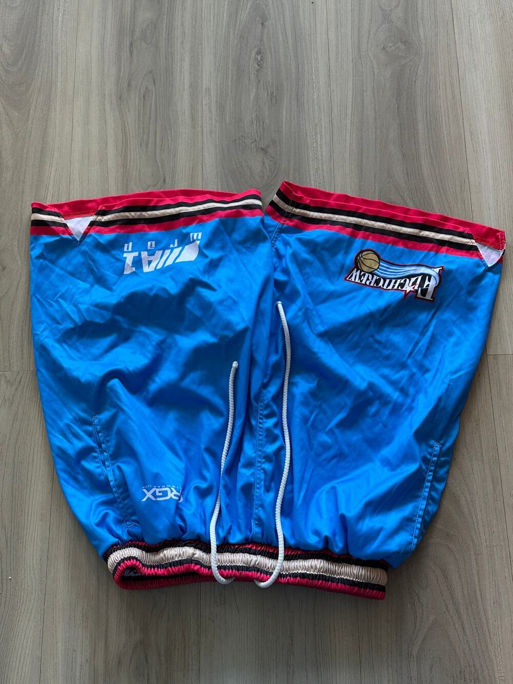 RGX Flight Crew Basketball Mesh Shorts Medium Blue Red Graphic Gym Athletic